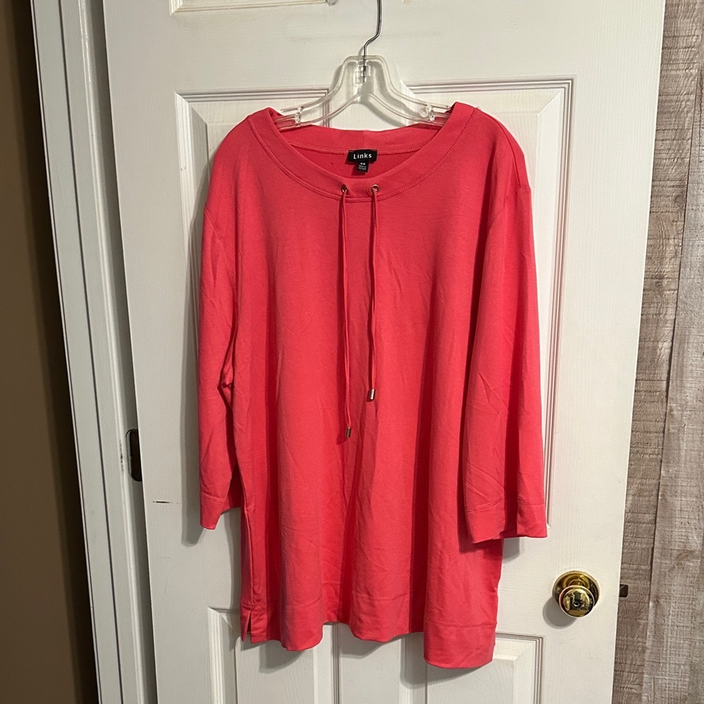 Links Coral Drawstring Scoop-Neck Tunic